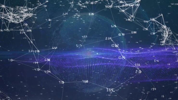 Animation of network of connections over dark background