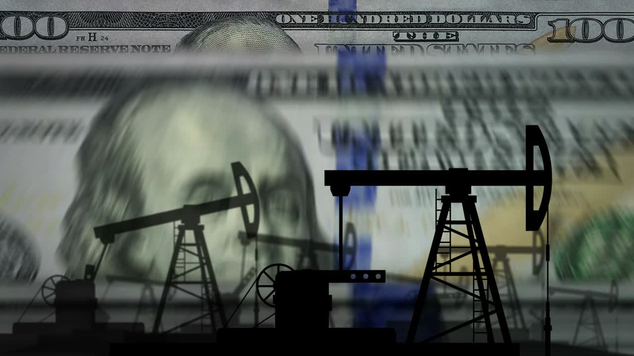 Hundred US Dollar money counting with oil pump