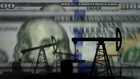 hundred us dollar money counting with oil pump