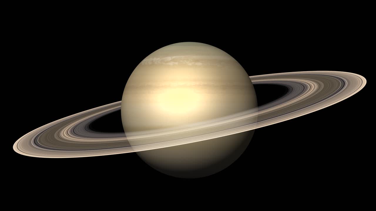 Saturn depicted with changing light and shadow