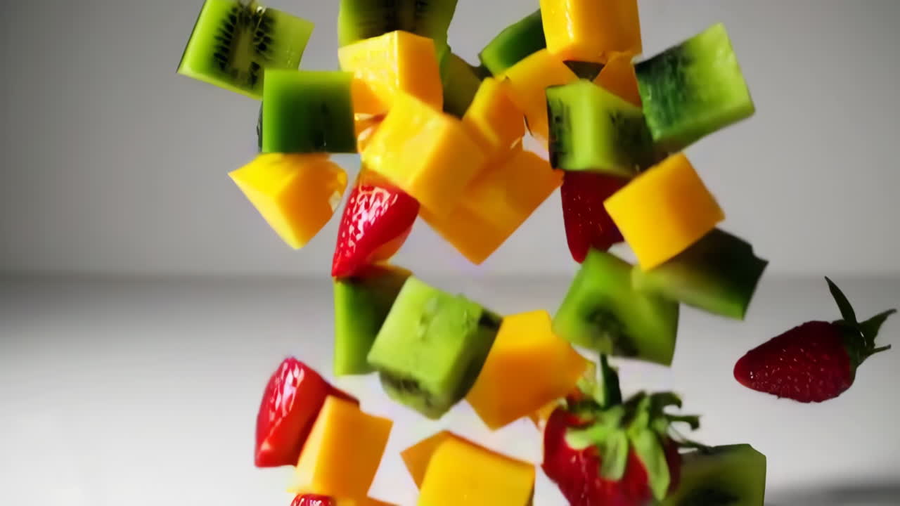 Cubetti e fette di frutta mista