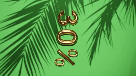 vertical of 30% discount sale on green background with palm tree gentle breeze, holiday summer sale concept special price offers online store e-commerce