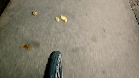 looking over front tyre while riding on path