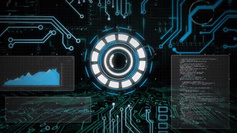 Animación-De-Escaneo-De-Alcance-Y-Procesamiento-De-Datos-Sobre-Una-Placa-De-Circuito-De-Computadora.