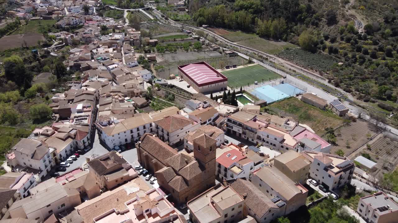 Aerial overview of Cadiar, Alpujarras district of Granada, Spain