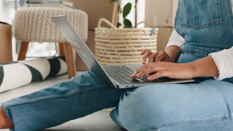 Laptop,-black-woman-win-new-home-for-interior