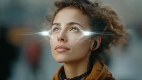 woman with futuristic smart glasses