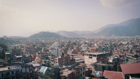 the beautiful city of kathmandu, nepal with unique buildings and houses - aerial shot