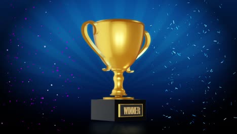 winner trophy loop on blue background