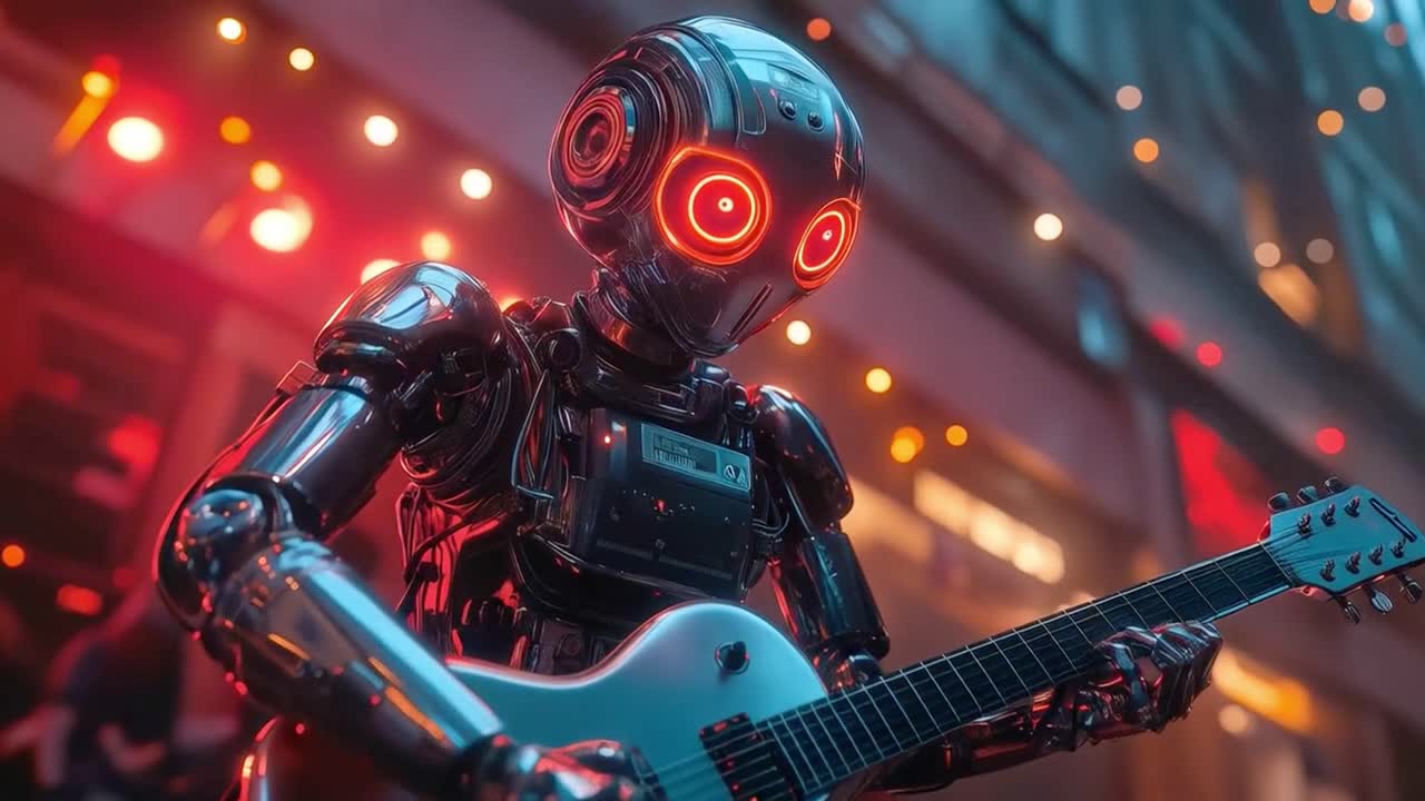 Robot playing guitar