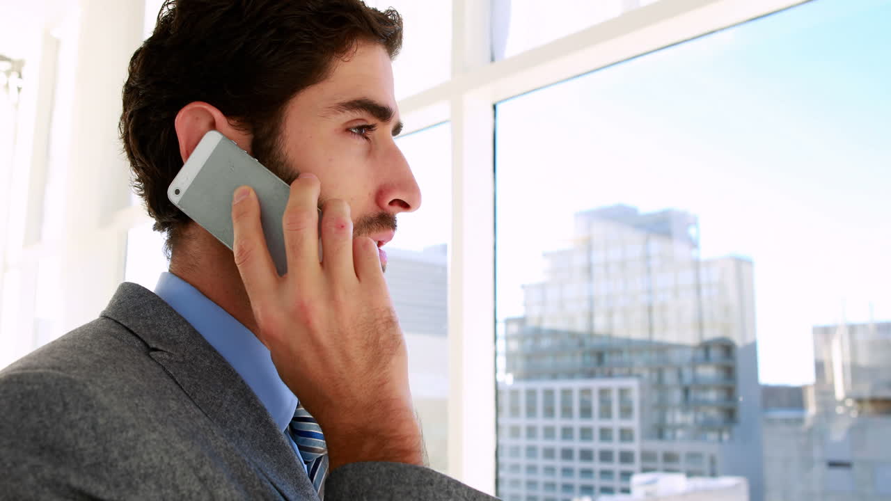 Handsome businessman talking on his phone