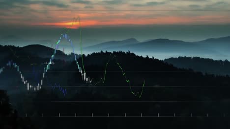 Animation-Von-Statistiken-Und-Datenverarbeitung-über-Landschaft