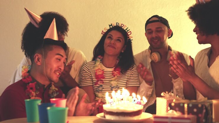 celebración de cumpleaños con amigos