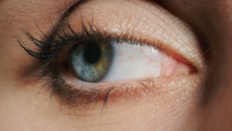 close up macro blue eye looking natural beauty