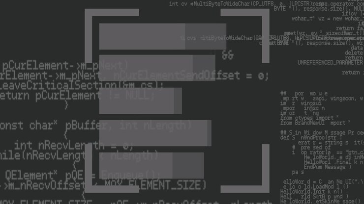 Animation of data processing over black background