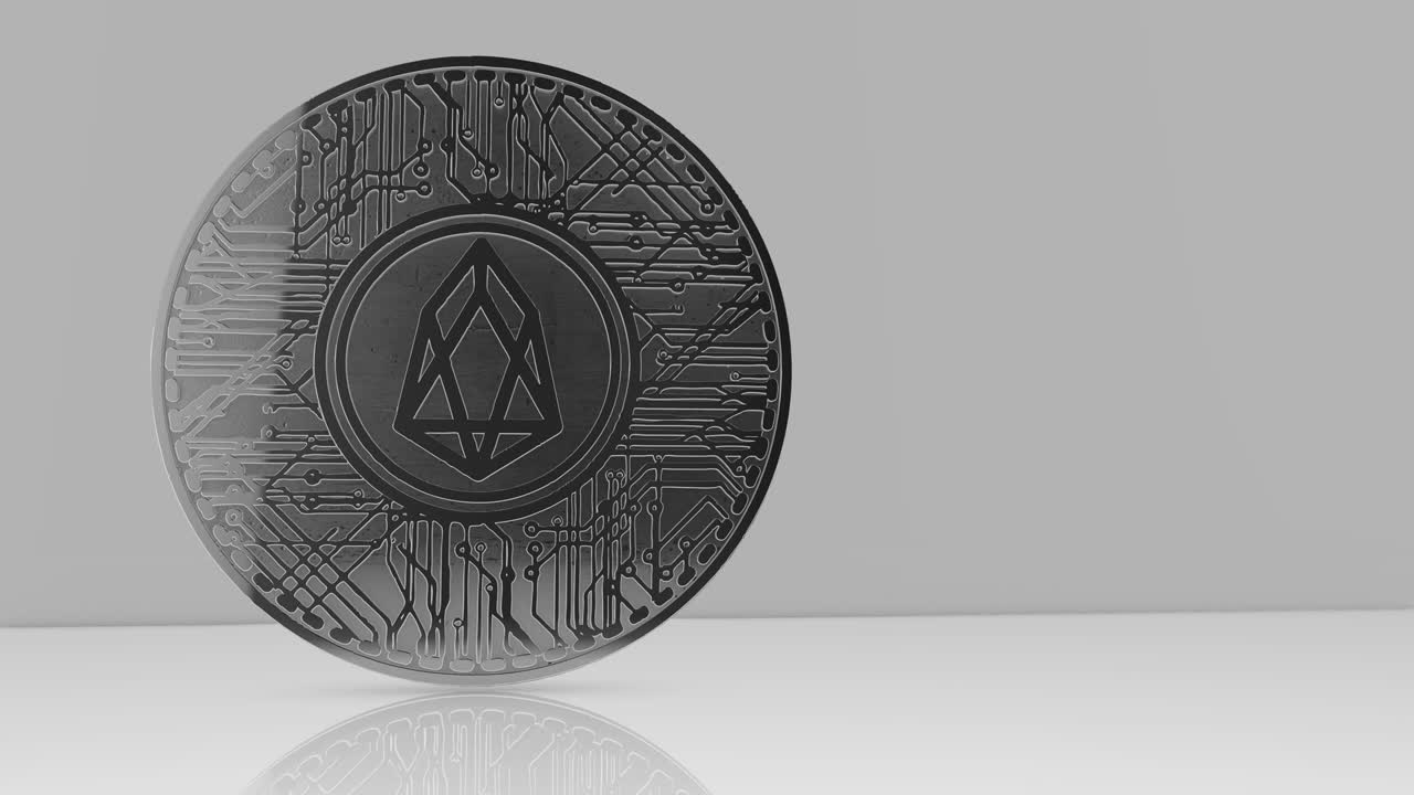 eos moneda (eos) criptomoneda de cadena de bloques altcoin renderizado en 3d