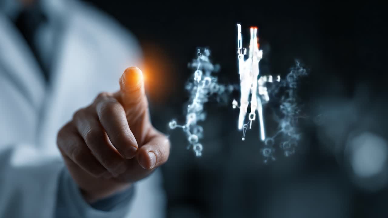 Esplorando le Interazioni Molecolari: Un Ricercatore che Interagisce con Strutture Chimiche Dinamiche in un Ambiente di Laboratorio ad Alta Tecnologia.