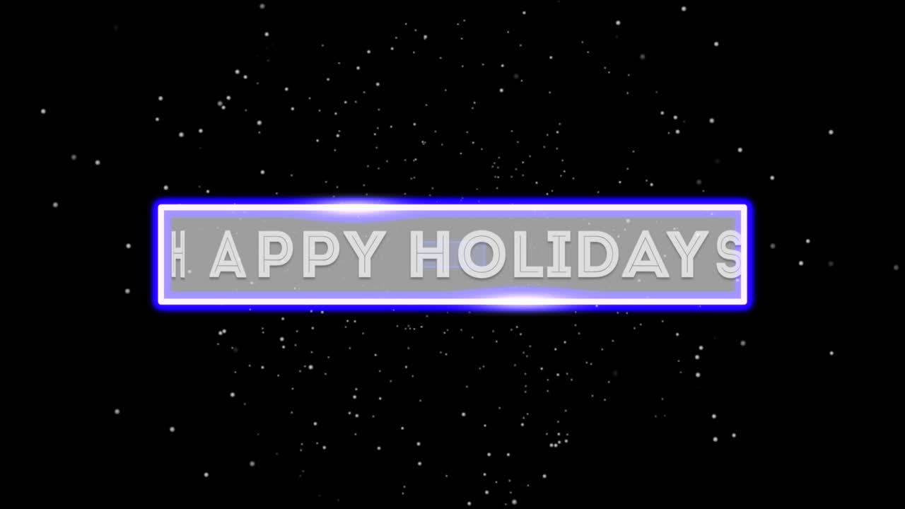현대적이고 축제적인 네온 파란색 행복한 휴일 표지판 미래적인 글