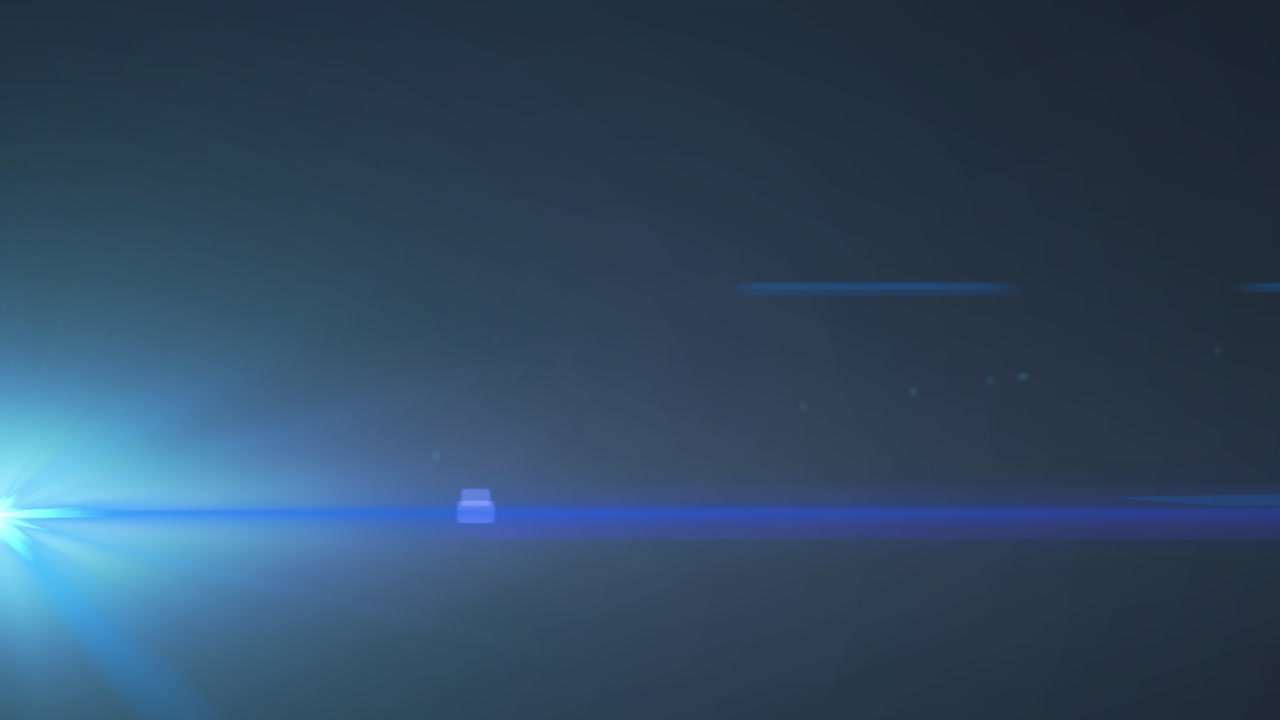 어두운 배경에 렌즈 플레어와 함께 파란 스포트라이트의 애니메이션