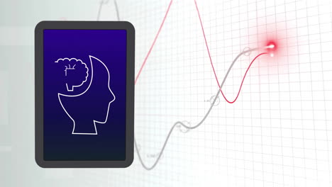 animation of data processing over ai brain and data on tablet screen