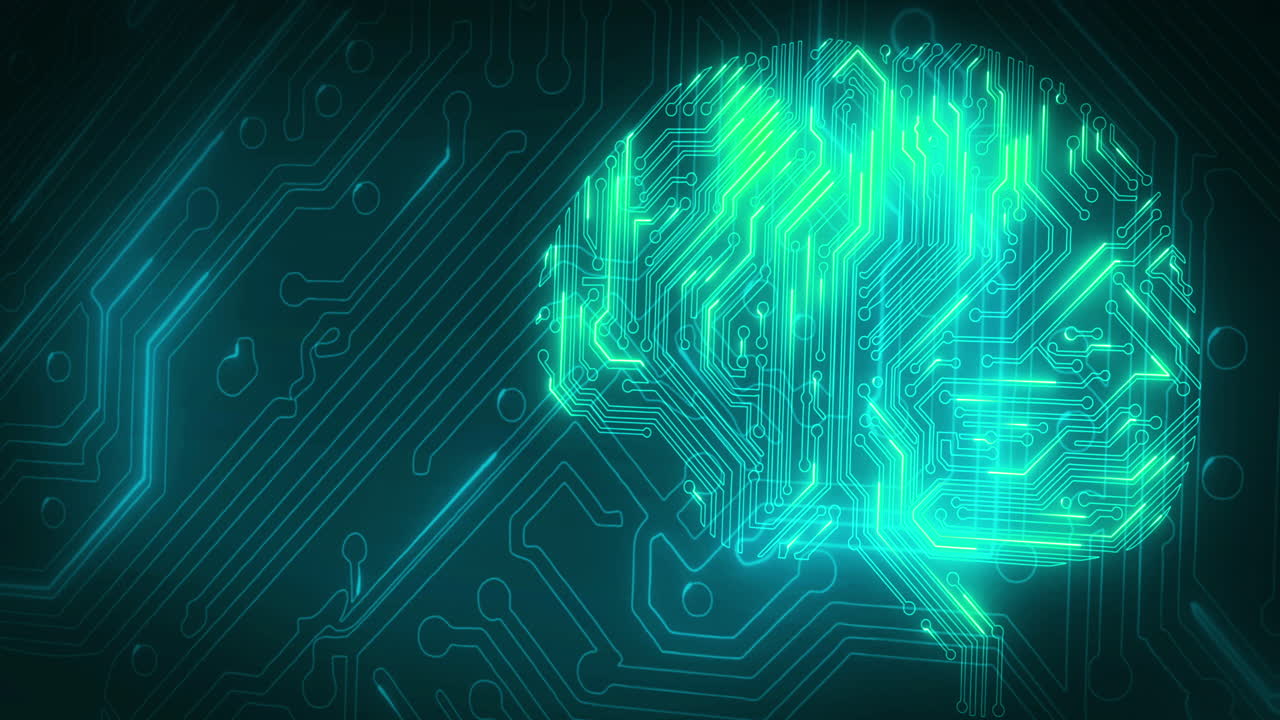 Artificial Intelligence Brain on Circuit Board