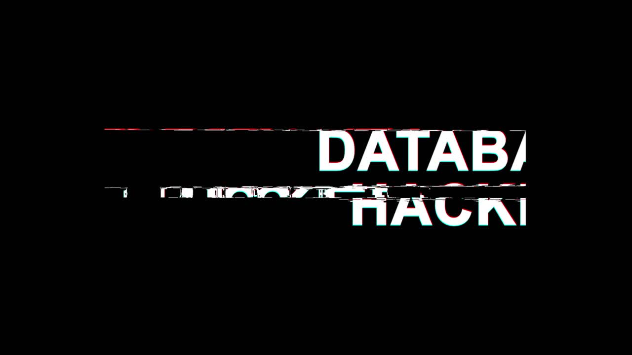 Database hacked glitch effect text digital tv distortion
