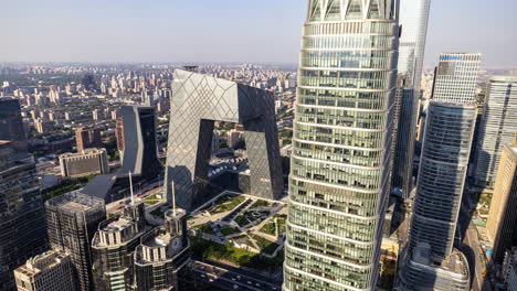 timelapse of the beijing city skyline from a high vantage point
