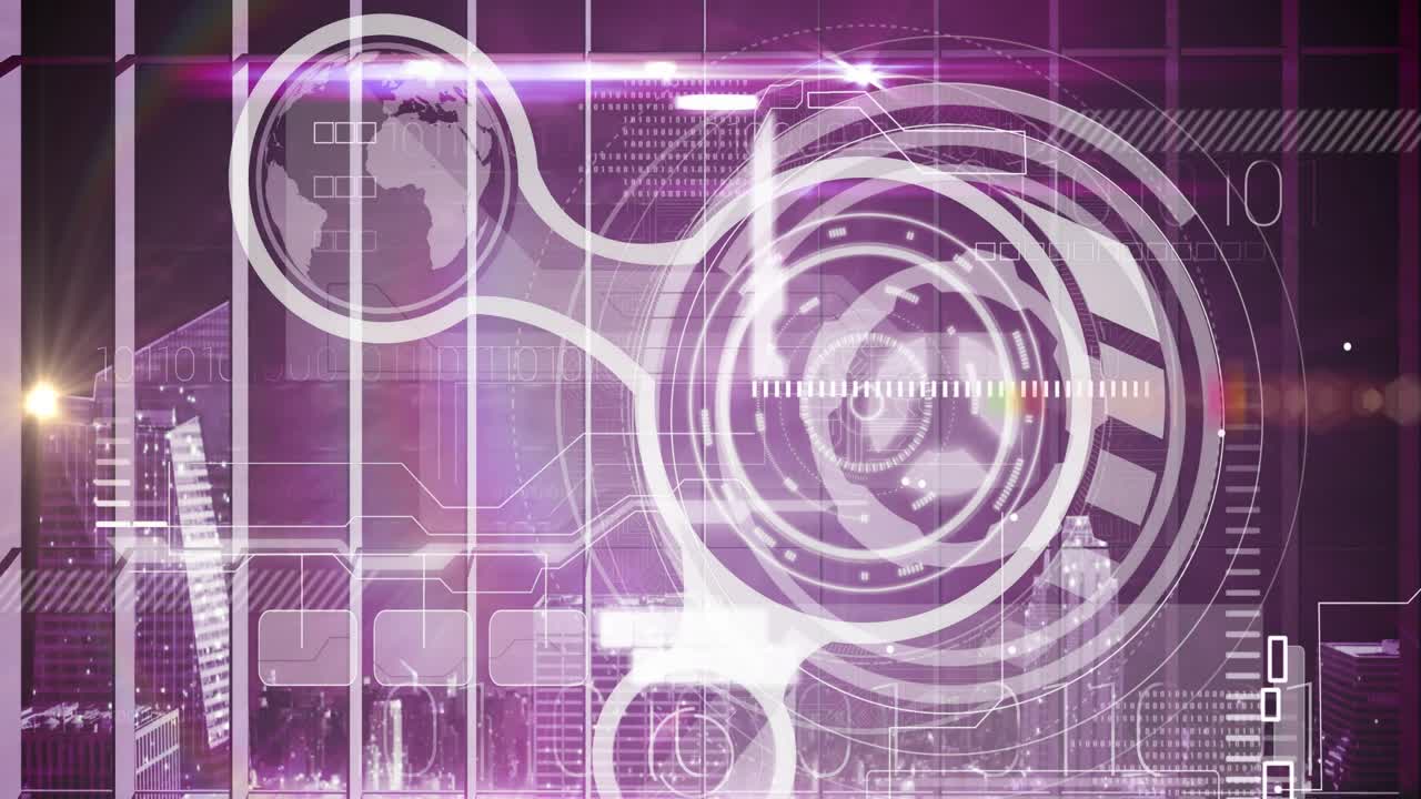 animación de la luz sobre una pantalla digital con diversos datos