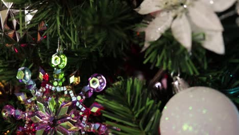 christmas tree and beautiful ornaments. xmas decorations. panning