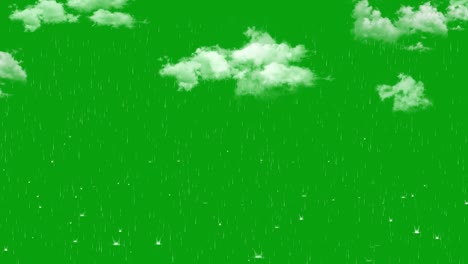 moving clouds, rainfall and lightning strike green screen motion graphics