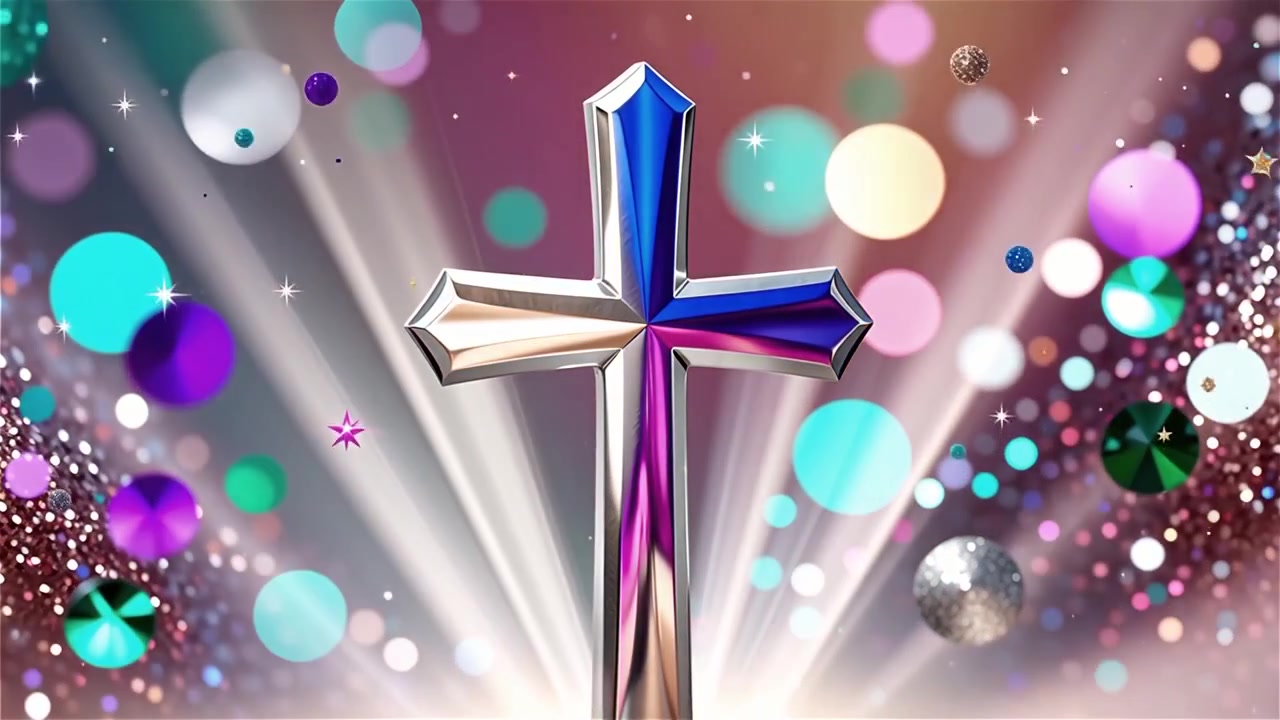 Cruz Cristiana con Luz Celestial, Fondo para Adoración.