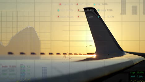 animación del procesamiento de datos digitales sobre el avión