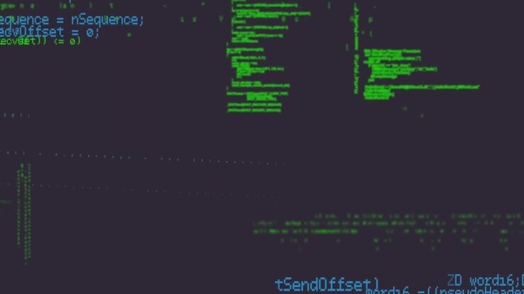 Animation der Computercode-Verarbeitung auf marineblauem Hintergrund