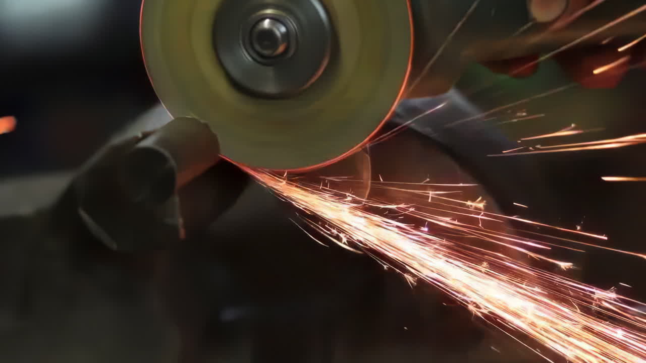 Repairman Steel factory staff worker wearing industrial uniforms work ironwork welding with sparks flying in a heavy industrial machine