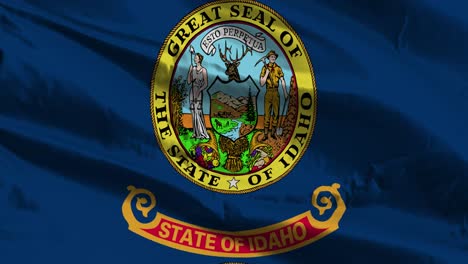 close up of the waving flag of the united states of america state of idaho