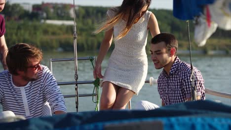friends enjoying a day out on a boat