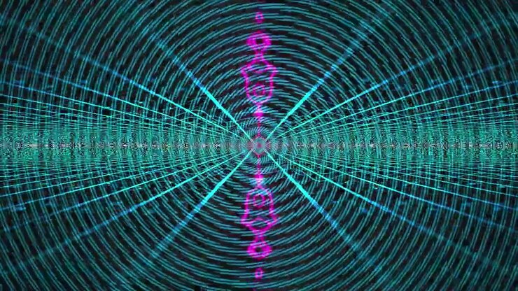 Abstract Digital Tunnel with Pulsing Neon Light Waves