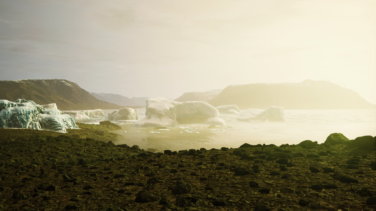 vista nublada de verano al gran glaciar