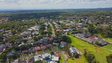 Drone-of-houses-and-horizon-in-Sydney,-Australia-6