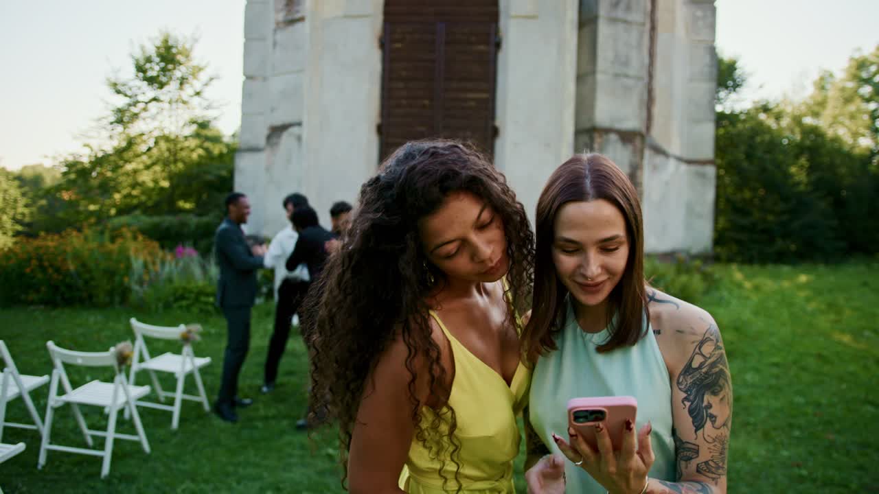 Wedding celebration in a courtyard