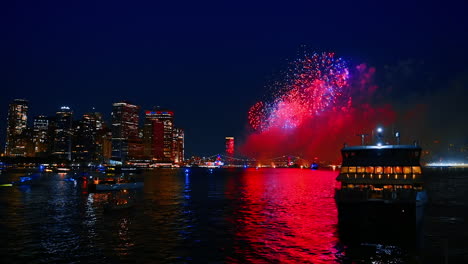 The fireworks in the New York City on 4th of July independence day