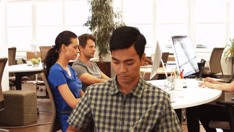 man using digital tablet