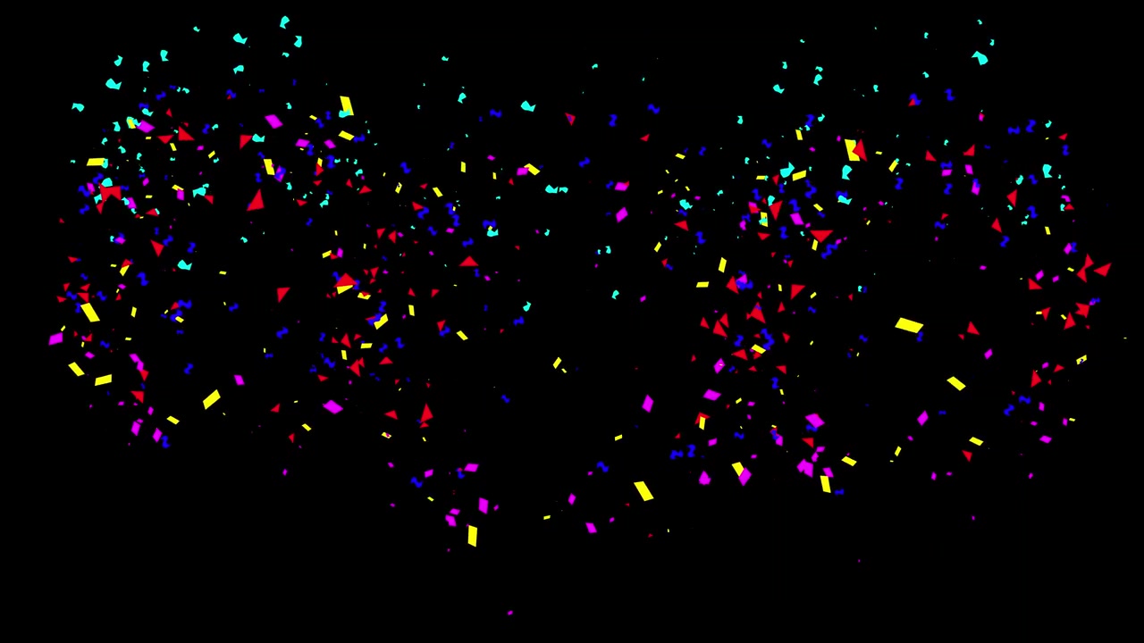 Colorful Confetti Falling Against a Black Background