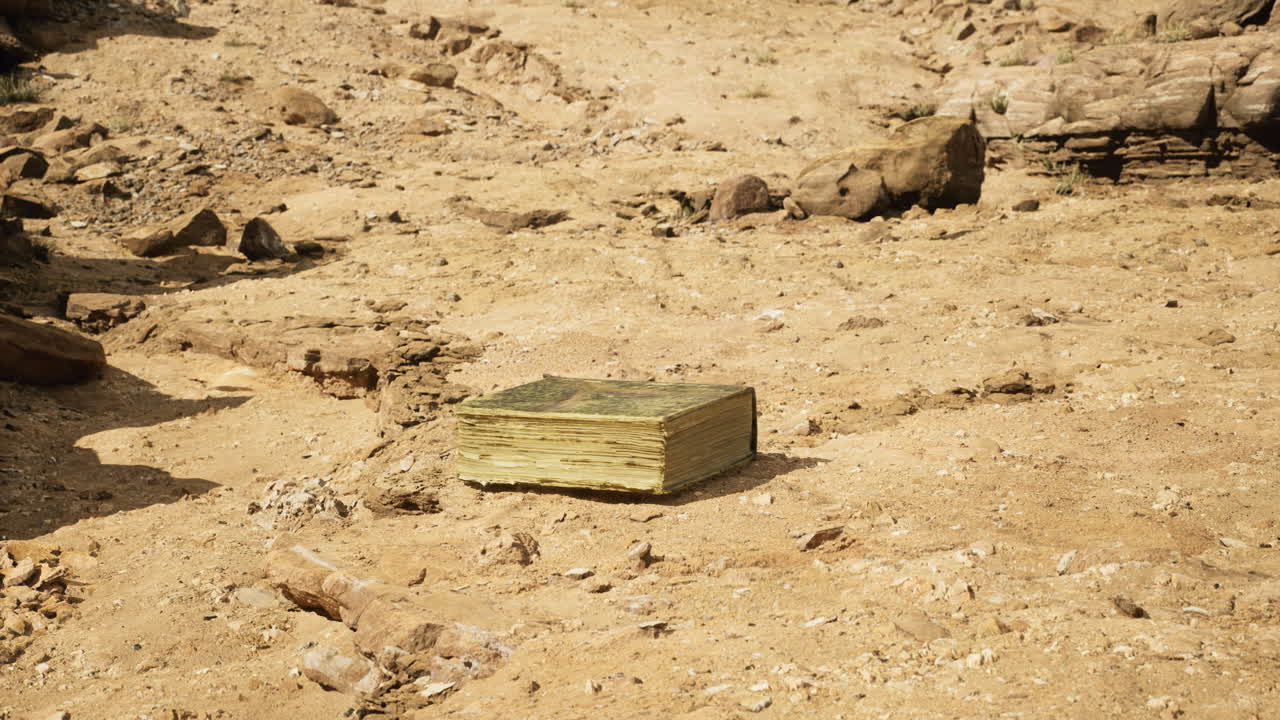 Mysterious book discovered on dry riverbed during summer drought in nature