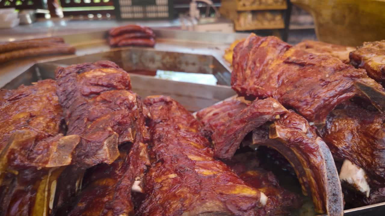 Grilled ribs and sausages at Bucharest Labor Day festival