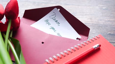 romantic letter with tulips