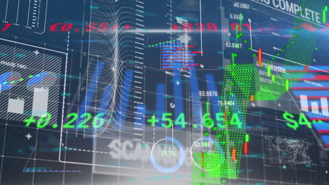 animación del procesamiento de datos sobre un fondo azul