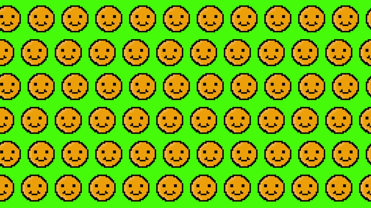 los patrones de fondo animados de pixel smiley en el video de 4k.