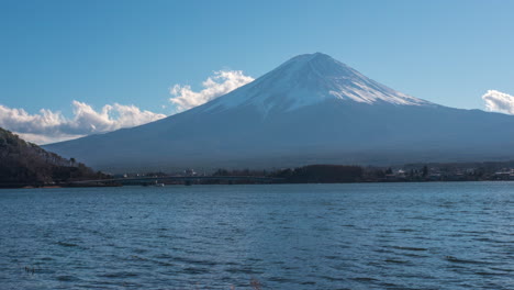 time lapse footage of mount fuji in japan, taken from one of the lakes around the foot of the mountain.
