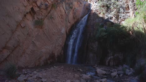 Aerial-Pull-out-Of-Garganta-Del-Diablo-Waterfall-In-Tilcara,-Argentina